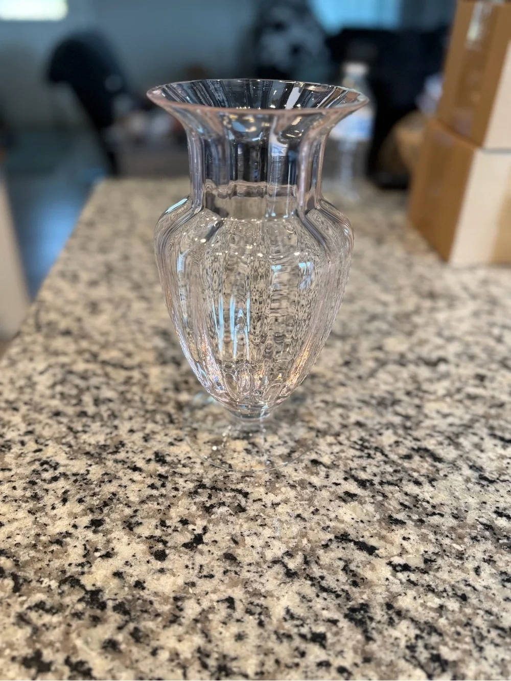 Vintage Tiffin Style Pink Ribbed glass vase